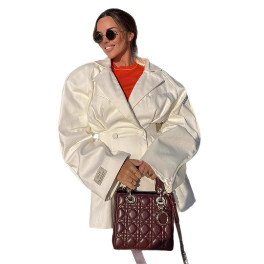 Damen modische Oversized-Blazerjacke mit ausgefallenem Schnitt R&B