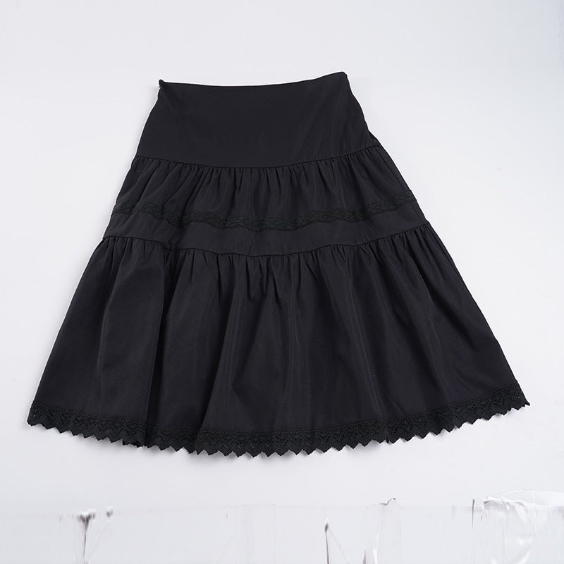Damen eleganter gestufter Rock mit Spitzendetails R&B