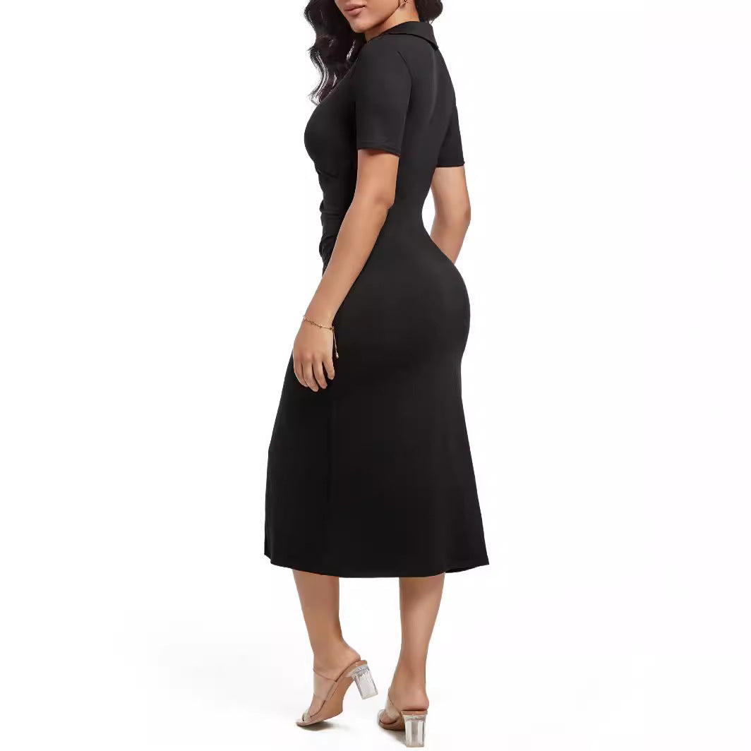 Damen Wickelkleid mit eleganter Drapierung und tiefem V-Ausschnitt R&B