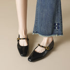 Damen elegante Ballerinas mit modischem Riemen und floralem Detail