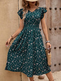 Damen Midikleid mit floralem Muster und Raffungen R&B