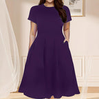 Damen lässiges Maxikleid mit praktischen Seitentaschen und elegantem Schnitt