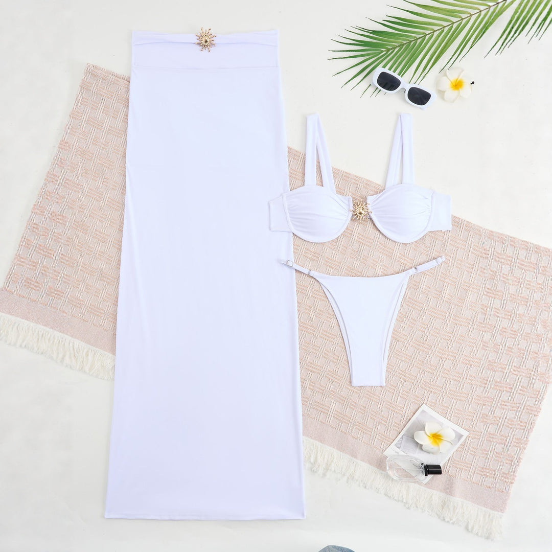 Damen Bikini-Set mit modischem Bandeau-Oberteil und raffinierter Röcken R&B