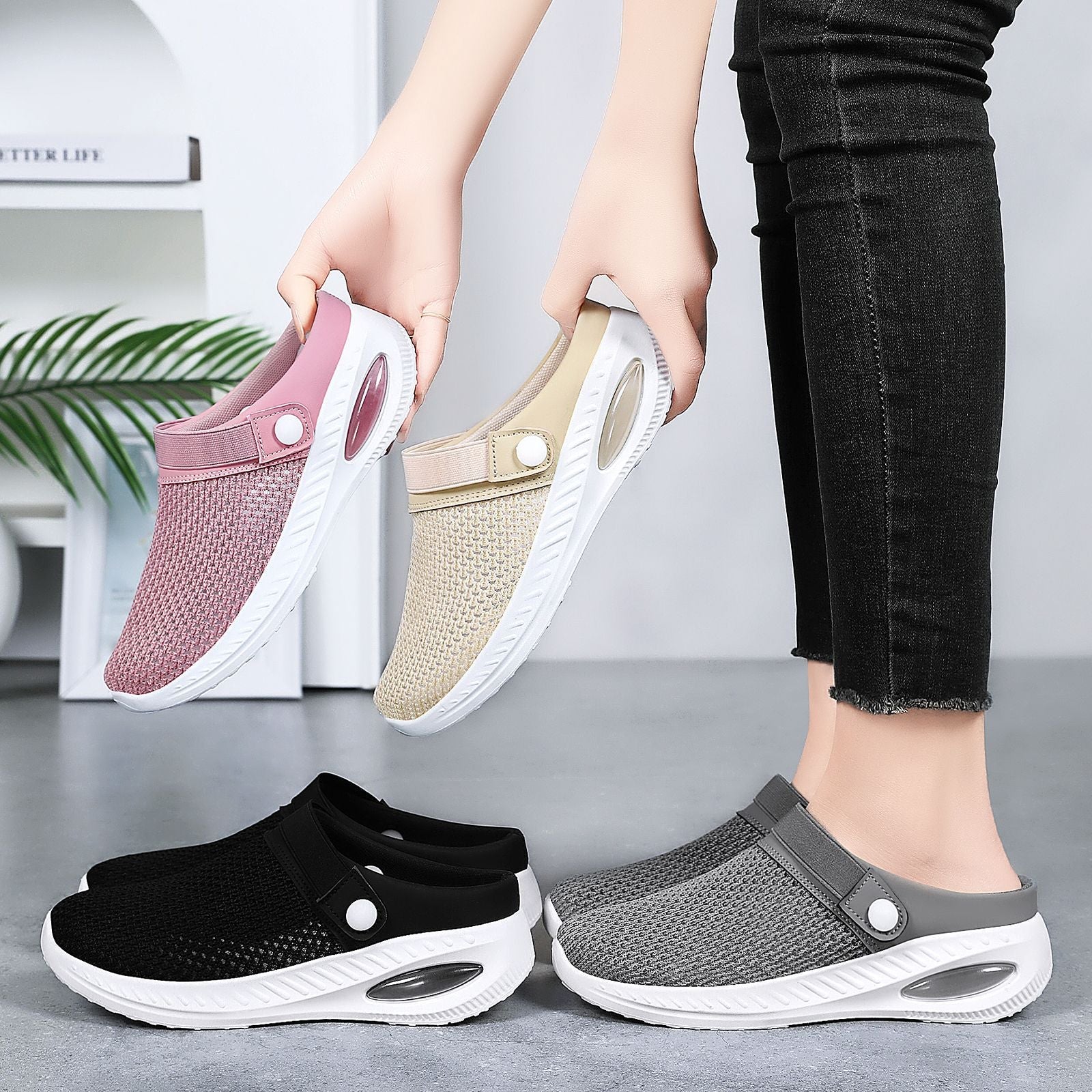 Damen Atmungsaktive Clogs mit elastischem Riemen R&B