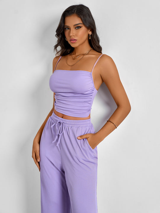 Damen Ripp-Top mit verstellbaren Spaghettiträgern und elastischer Taille R&B