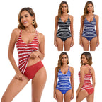 Damen Tankini mit Verstellbaren Trägern und Elegantem Streifenmuster R&B