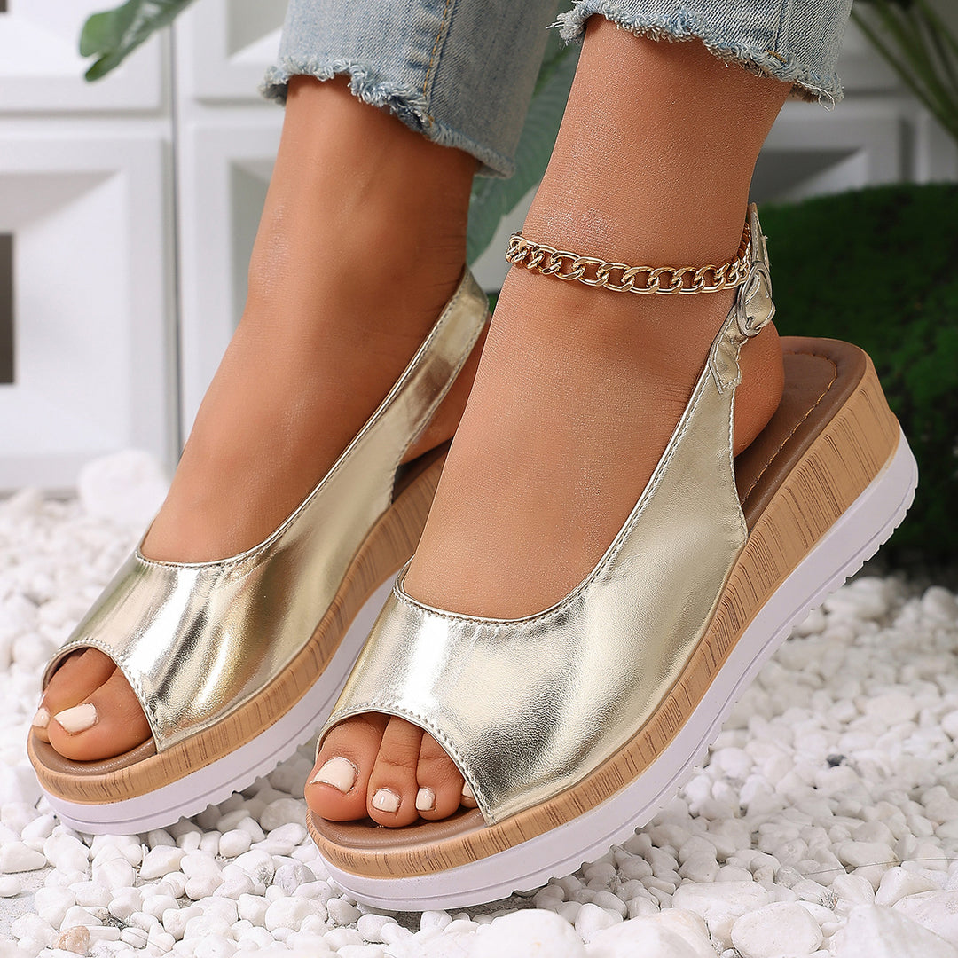 Damen Sling-Sandalen mit raffiniertem Riemen-Design und korkähnlicher Sohle R&B