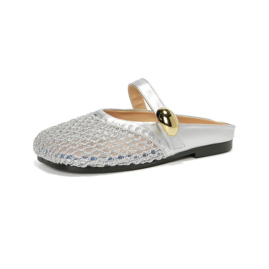 Damen Slip-On Clogs mit modischem Netzdesign und dekorativem Verschluss R&B