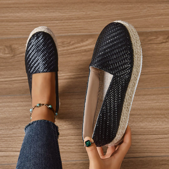 Damen Espadrilles mit flexiblem Kork-Sohle und trendiger Webstruktur R&B