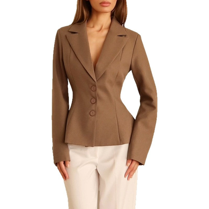 Damen taillierter Blazer mit elegantem Revers R&B