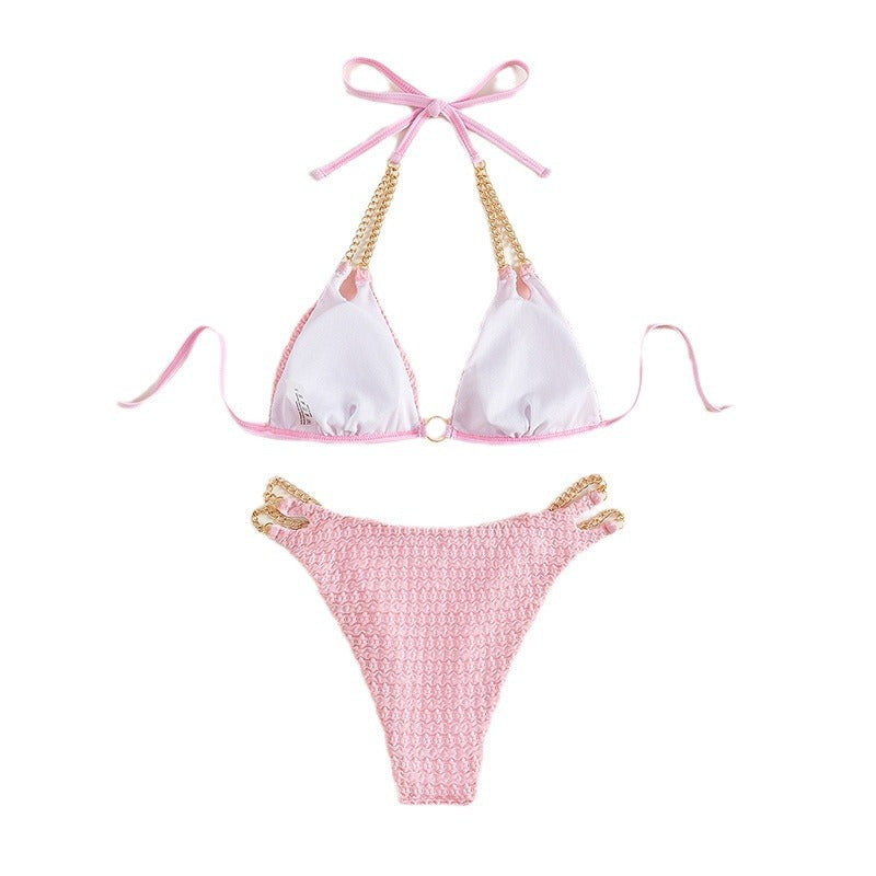 Damen Triangel-Bikini mit eleganten Kettenakzenten