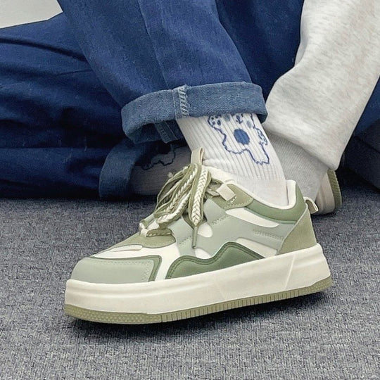 Damen modische Sneaker mit dicker Sohle und dekorativen Schnüren R&B