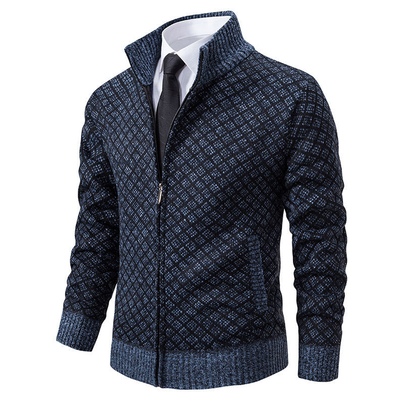 Herren modische Strickjacke mit hohem Kragen und elegantem Design R&B