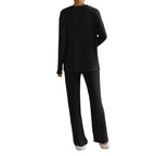 Damen Strickanzug mit V-Ausschnitt und feinem Rippdesign R&B