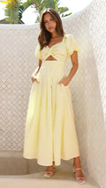 Damen Maxi-Kleid mit gewickeltem Oberteil und schwingendem Rock R&B