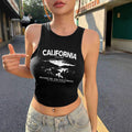 Damen Crop-Top mit kreativem California-Design R&B