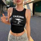 Damen Crop-Top mit kreativem California-Design R&B