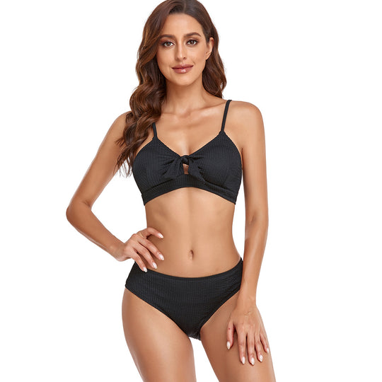 Damen Bikini-Set mit verspieltem Knoten und hoch geschnittenem Unterteil R&B