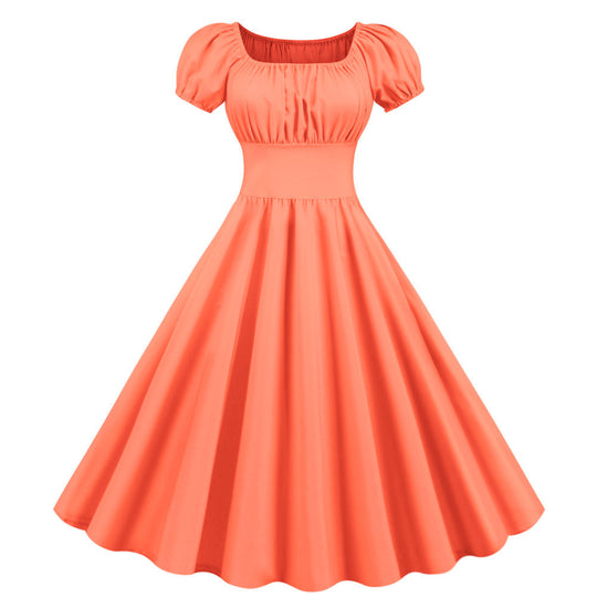 Damen A-Linien Kleid mit Puffärmeln und Taillierung R&B