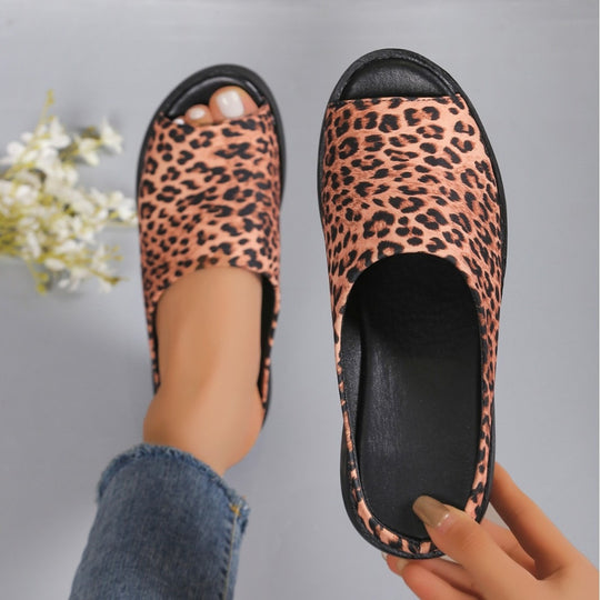 Damen Plateauslipper mit animalischem Muster R&B