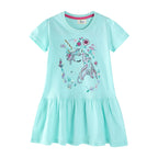 Mädchen Kurzarm Freizeitkleid mit bezauberndem Einhorn-Design R&B