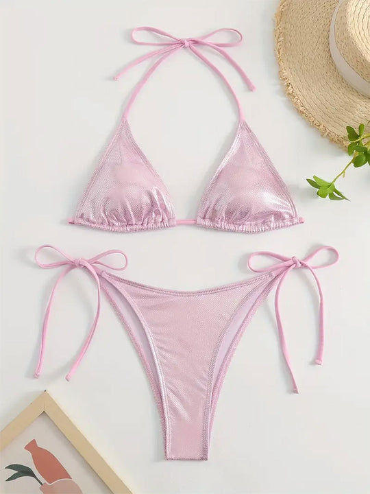 Damen Triangel-Bikini mit verstellbaren Trägern und elegantem Netzstoff R&B