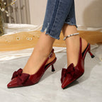 Damen Slingback Pumps mit dekorativer Schleife und elegantem Stiletto Absatz
