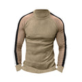Herren sportlicher Strickpullover mit kontrastierenden Ärmeln und hohem Kragen