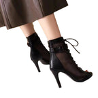 Damen Schnürstiefeletten mit Netz-Obermaterial und elegantem Absatz R&B