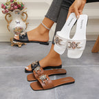 Damen Offene Riemchensandalen mit luxuriösem Verzierungselement R&B