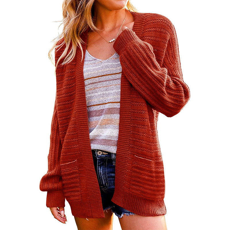 Damen gemütlicher Strickcardigan mit besonderen Details R&B