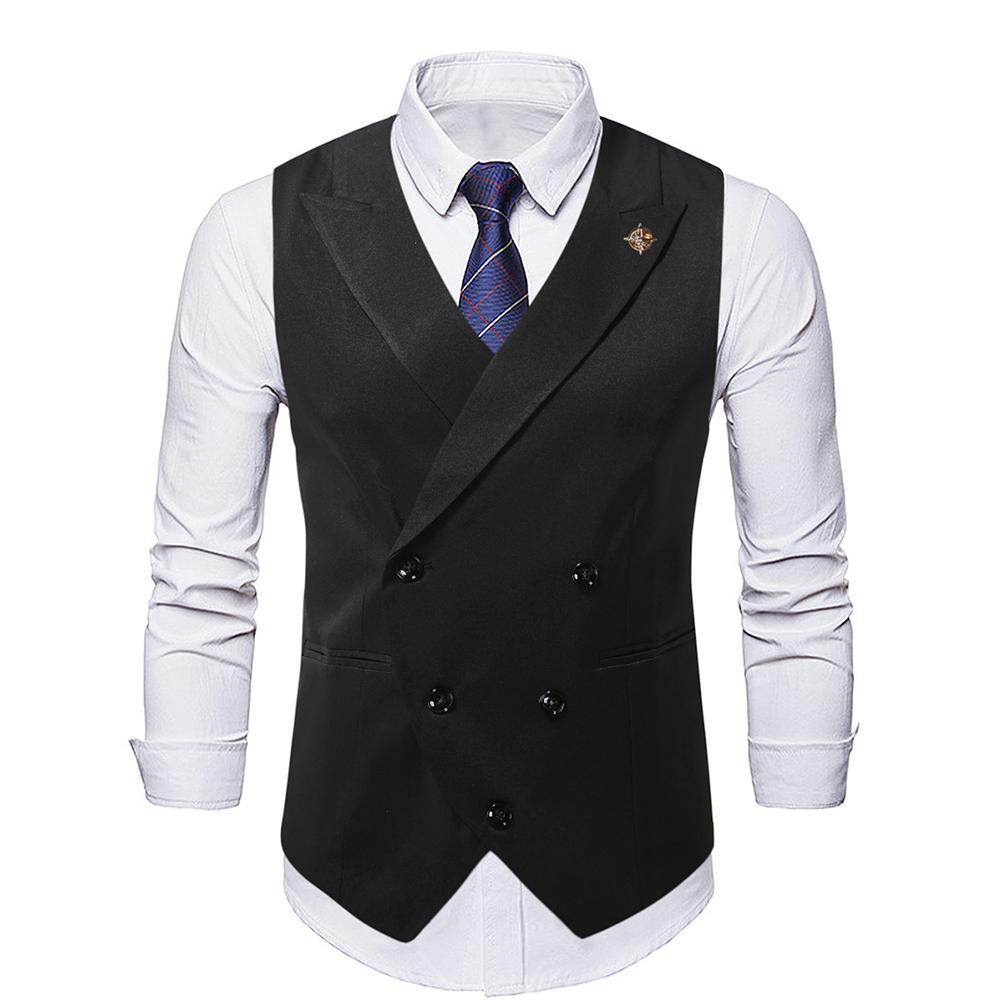 Herren elegante Business-Weste mit doppelter Knopfleiste und feiner Textur R&B