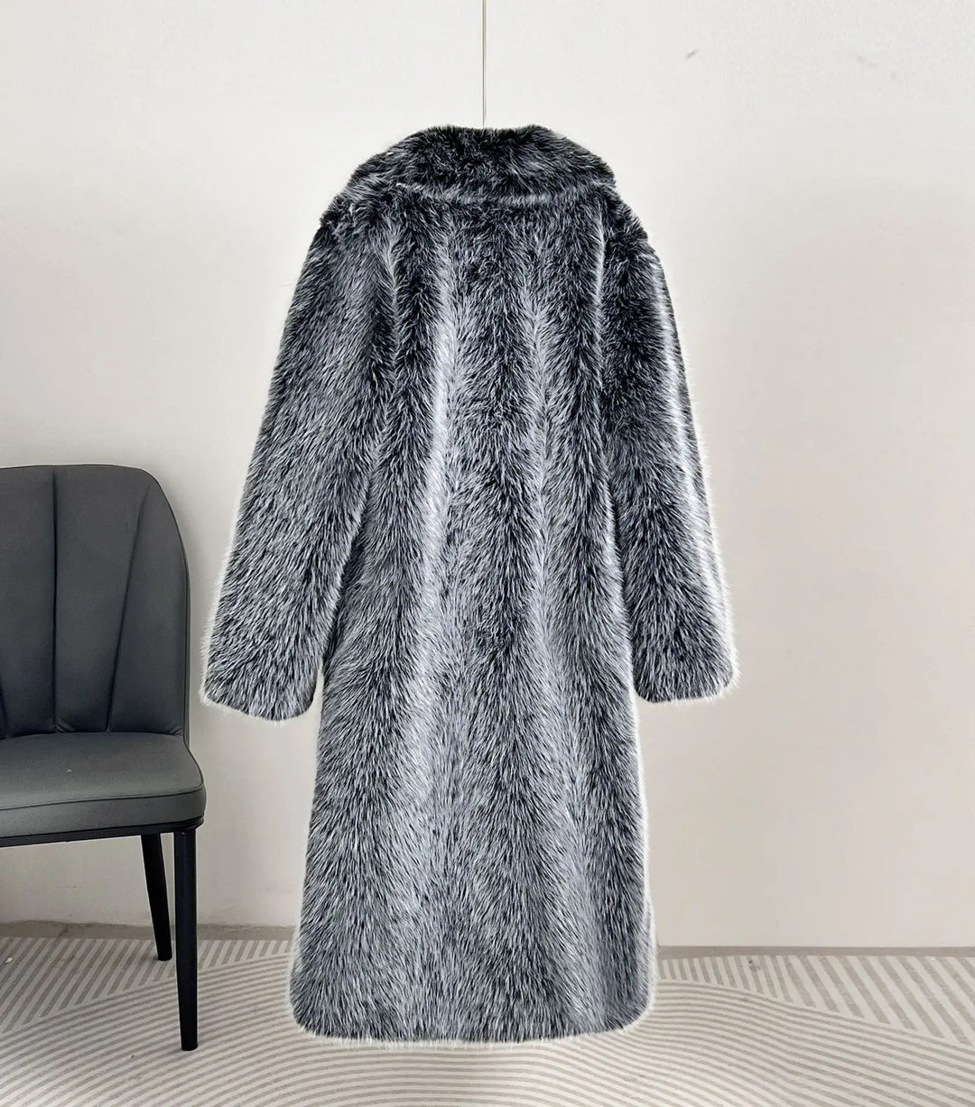 Damen Luxus Kunstfell Mantel R&B