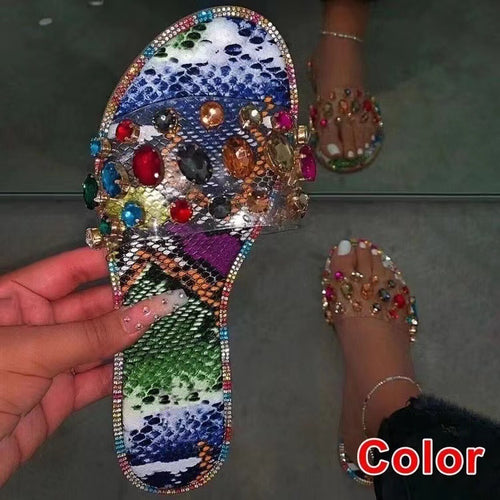 Damen Glitzernde Riemchen-Sandalen mit funkelnden Schmucksteinen R&B