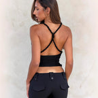Damen Top mit kreativem Wickeldesign und raffinierter Raffung R&B