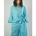 Damen lässiges Tunika- und Hose-Set mit eleganten Schößchen R&B