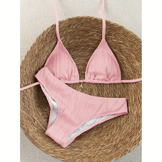 Damen Triangel-Bikini mit strukturiertem Oberteil und hoher Taille R&B