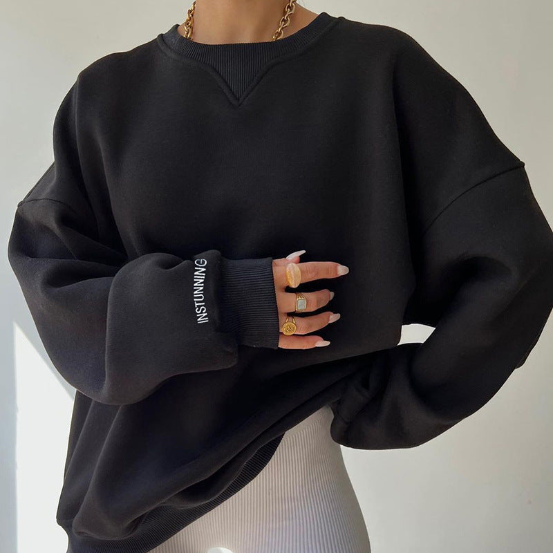 Damen lässiger Oversized Sweatshirt mit Raglanärmeln und besonderen Detailnähten R&B
