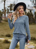 Damen Feinstrickpullover mit geripptem Design und lässigem Schnitt R&B