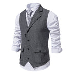 Herren Anzugweste aus hochwertigem Herringbone-Stoff R&B