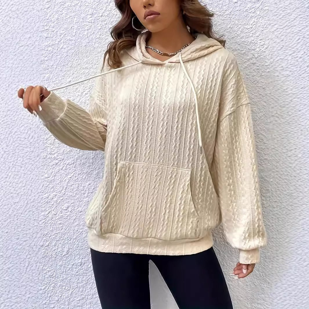 Damen lässiger Hoodie mit strukturiertem GewR&Be und praktischer Kängurutasche R&B