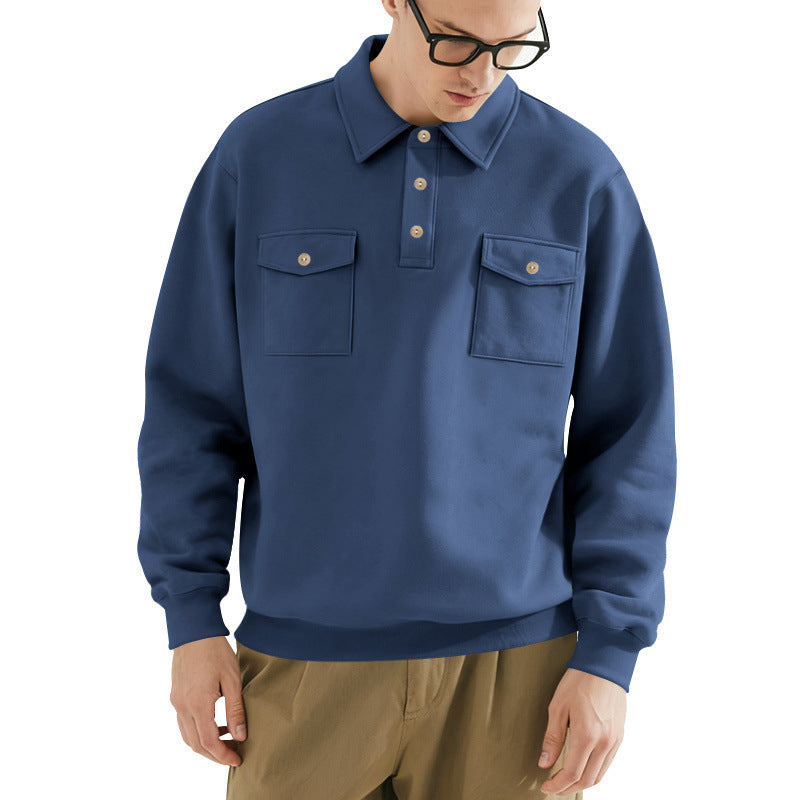 Herren lässiger Pullover mit praktischen Pattentaschen R&B