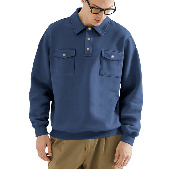 Herren lässiger Pullover mit praktischen Pattentaschen R&B
