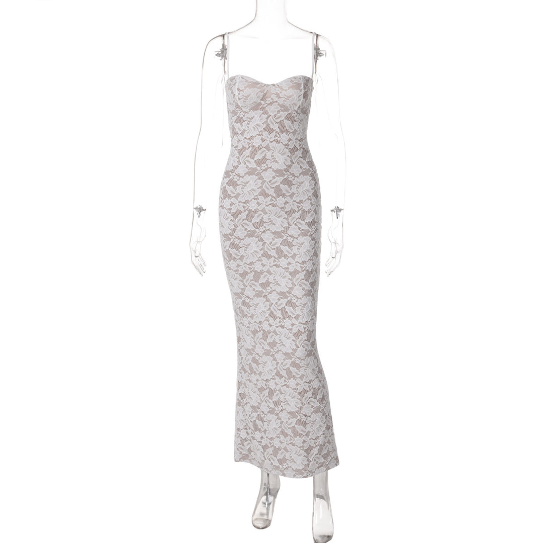 Damen Elegantes Spitzenkleid mit figurbetonter Silhouette und verstellbaren Spaghettiträgern R&B