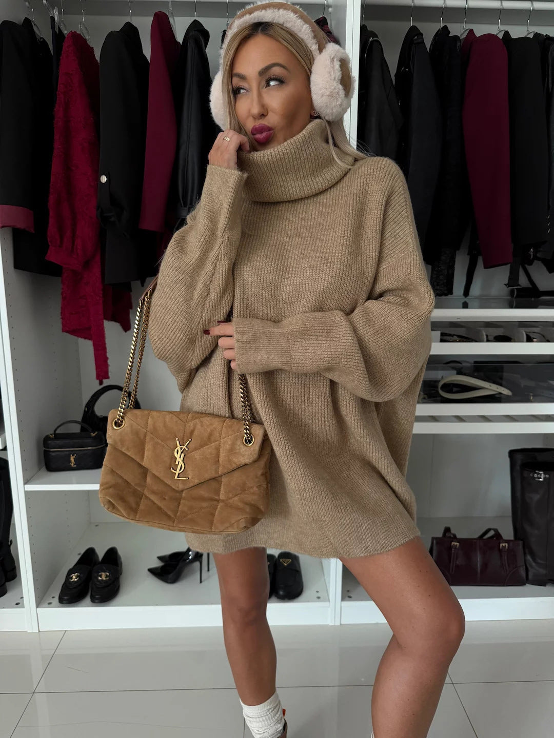Damen kuscheliger Oversized Pullover R&B