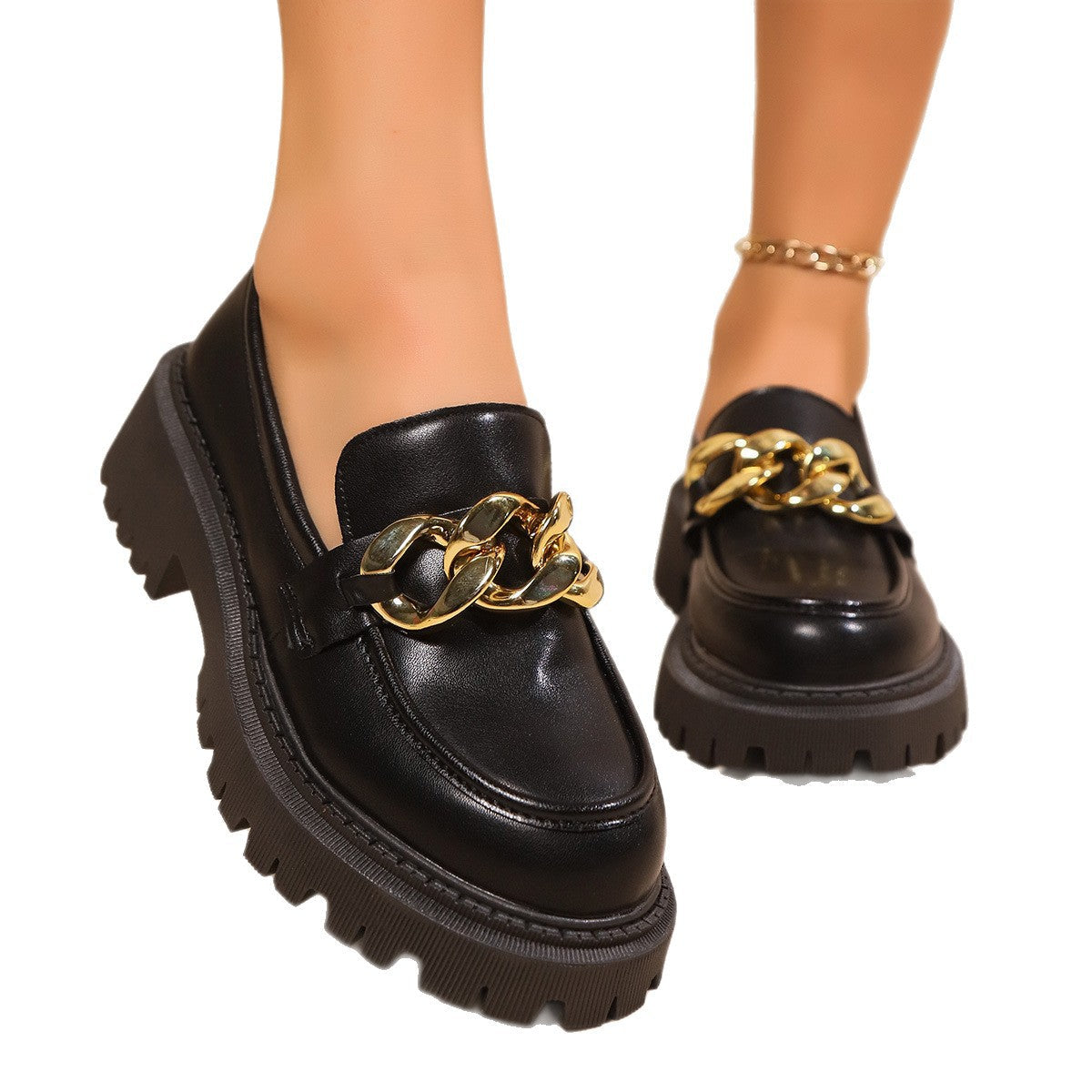 Damen Mokassins mit robustem Plateau und elegantem Riemendesign R&B