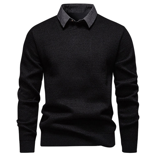 R&B | Herren Strickpullover mit Kontrastkragen