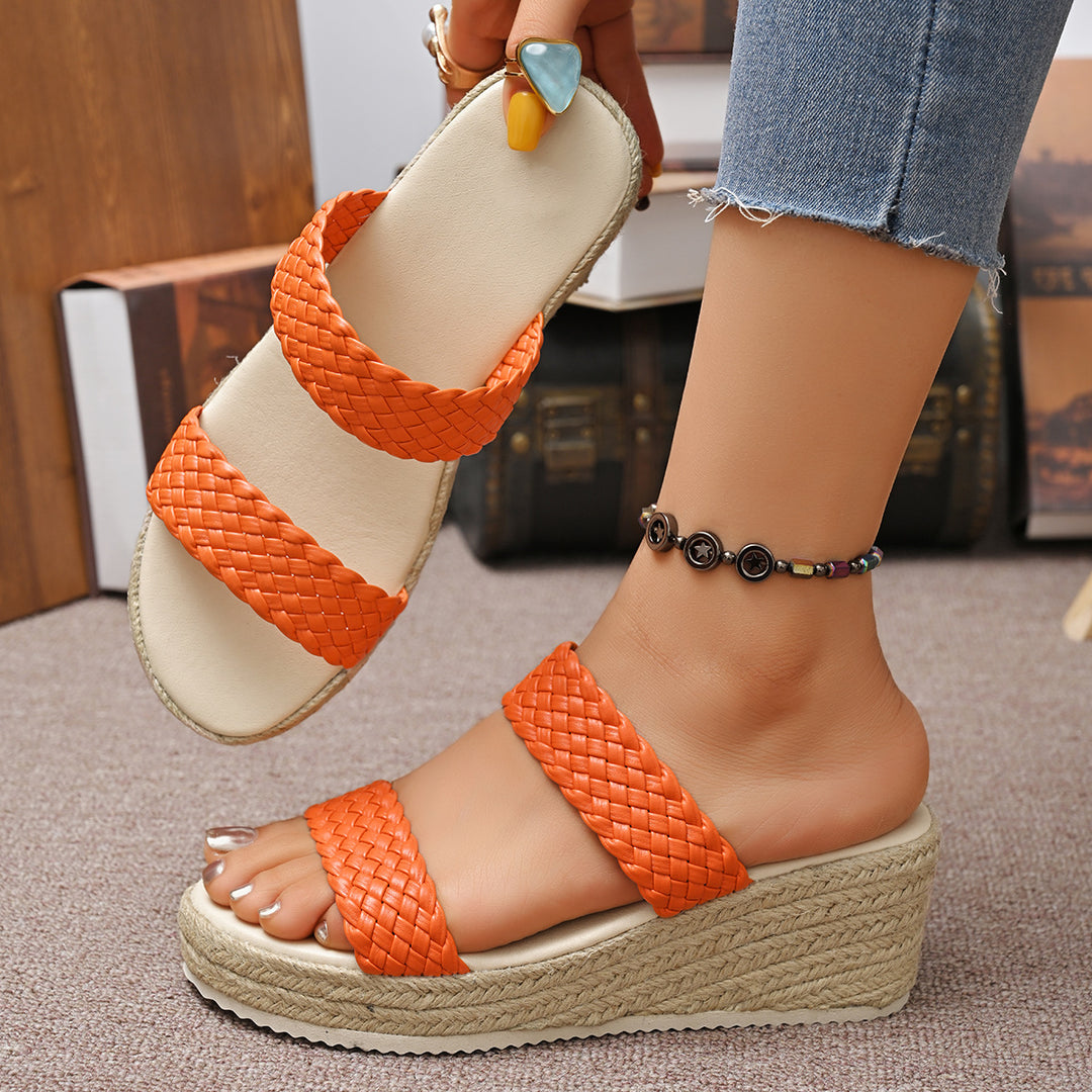 Damen Wedge-Sandalen mit geflochtenem Riemendesign und komfortablem Fußbett R&B