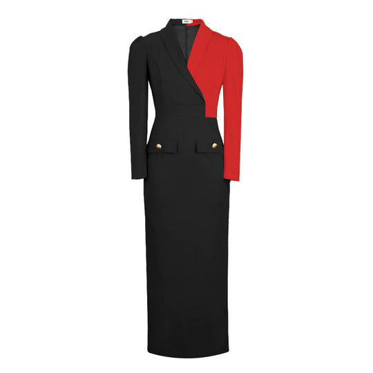 Damen Wickelkleid mit trendigem Farbblockdesign und schickem Knopfdetail R&B