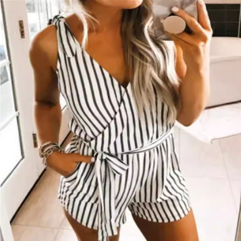 Damen Bequemer Wickel-Jumpsuit mit schmalem Schnitt und seitlichen Taschen R&B